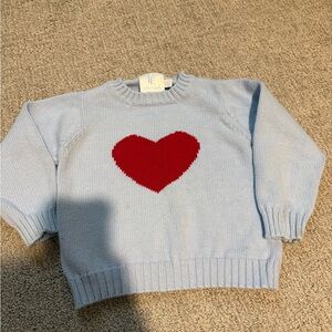 Little English Light Blue Sweater with Red Heart